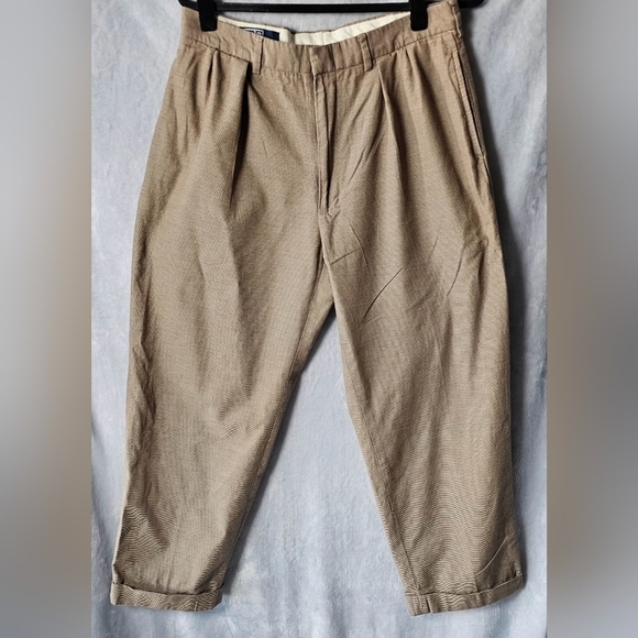 Vintage Polo Ralph Lauren Pleated Cuffed Chino Style Dress Pants Size 35x31